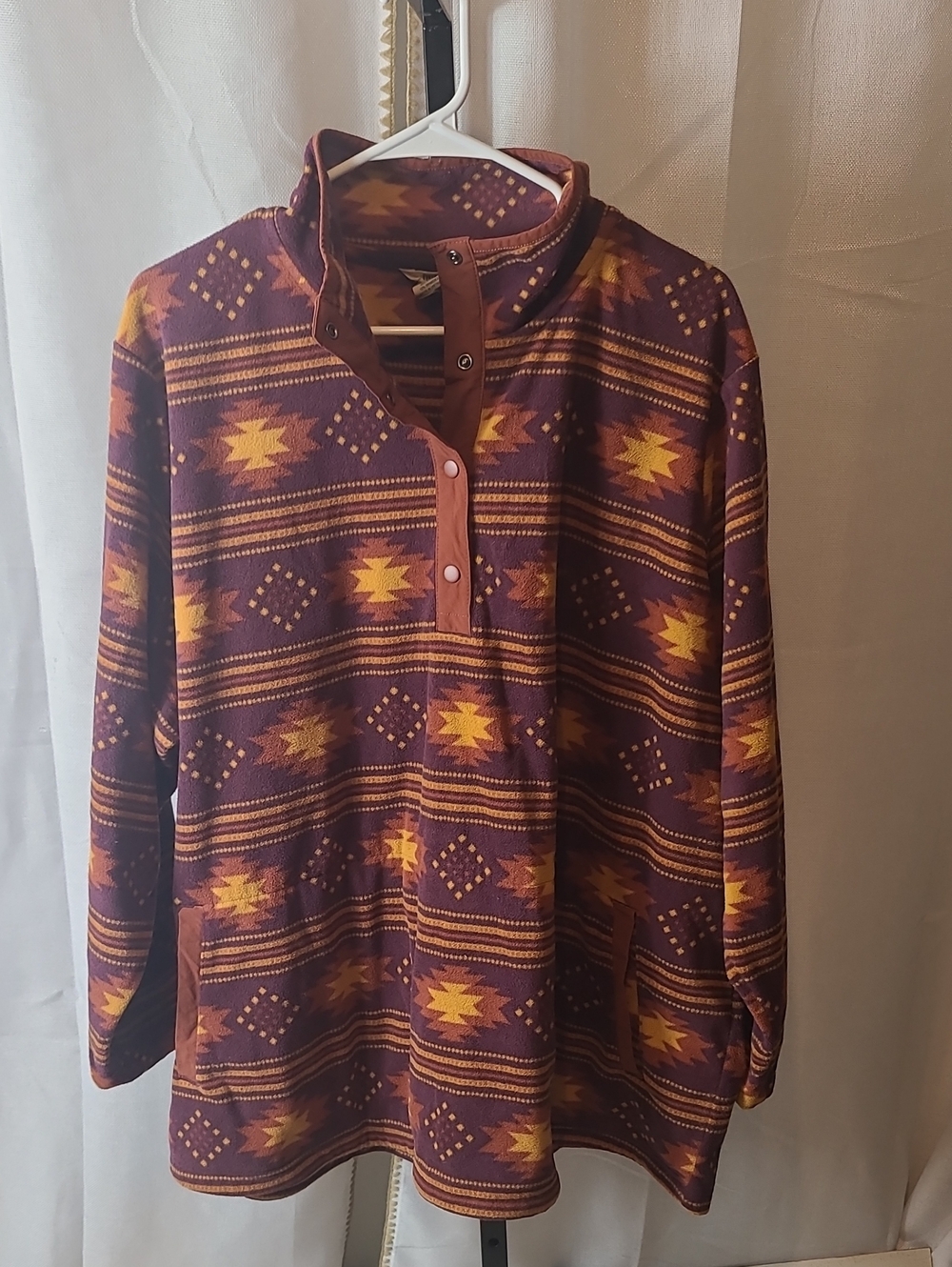 Duluth Trading Doubleback Printed Fleece Pullover inAztec pattern Womens 3x